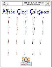 j harfi çizgi çalışması